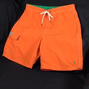 Ralph Lauren Polo Kailua Classic fit swim trunks. Medium, orange.